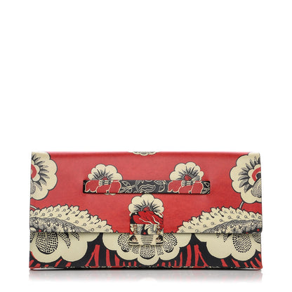Valentino Garavani Calfskin Floral Mime Clutch Red 1 of 6
