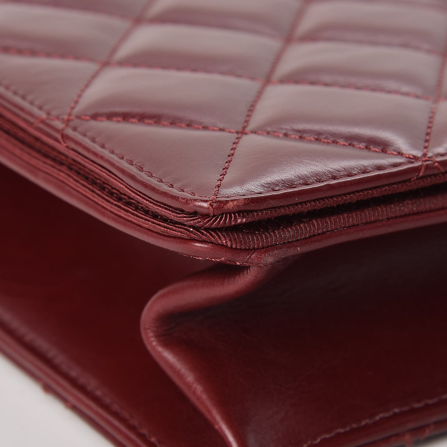 Calfskin Quilted Ballerine Flap Black Dark Red