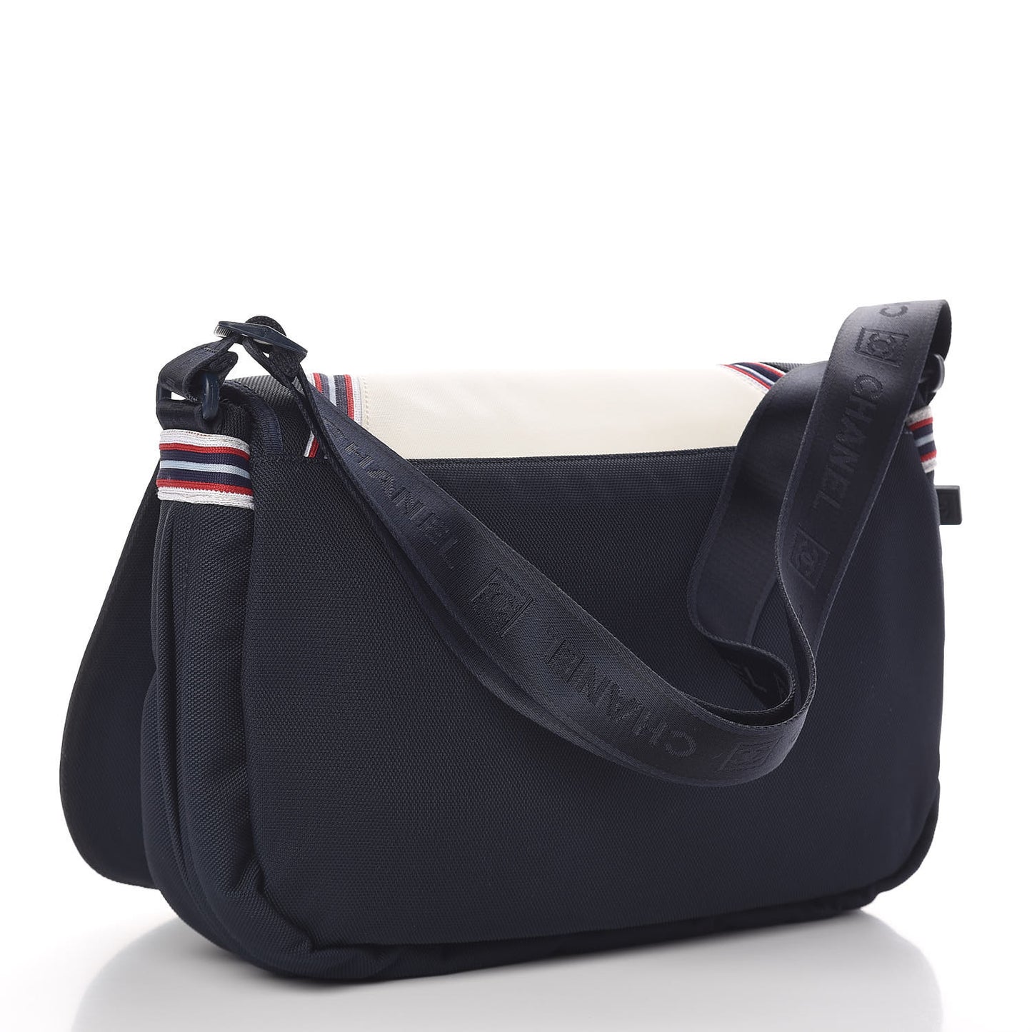 Canvas Nylon Expandable Sport Messenger Navy Off White