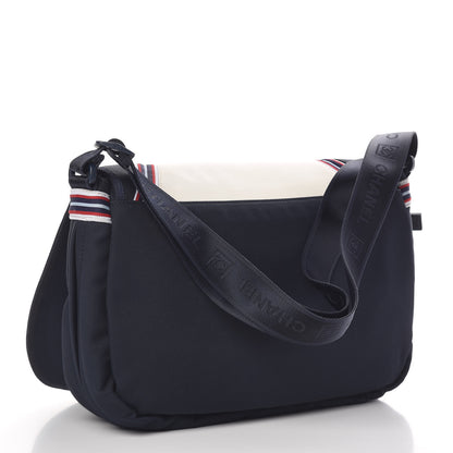 Chanel Canvas Nylon Expandable Sport Messenger Navy Off White 3 of 16