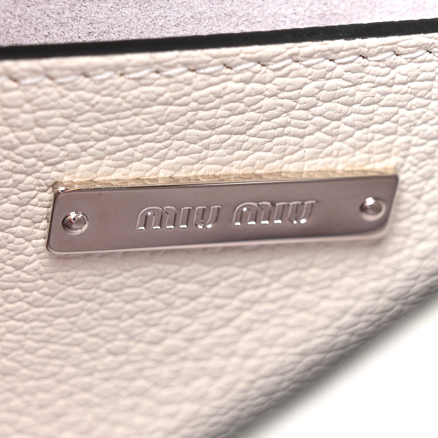 Miu Miu Goatskin Madras Soft Calf Crystal Embellished Shoulder Bag Bianco 6 of 11