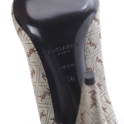 Saint Laurent Silk Blend Monogram Lola Cap Toe Pumps 36 Beige 8 of 9