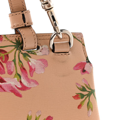Gucci Shangai Calfskin Blooms Print Small Bamboo Daily Top Handle Bag Pink Apricot Multicolor 11 of 19