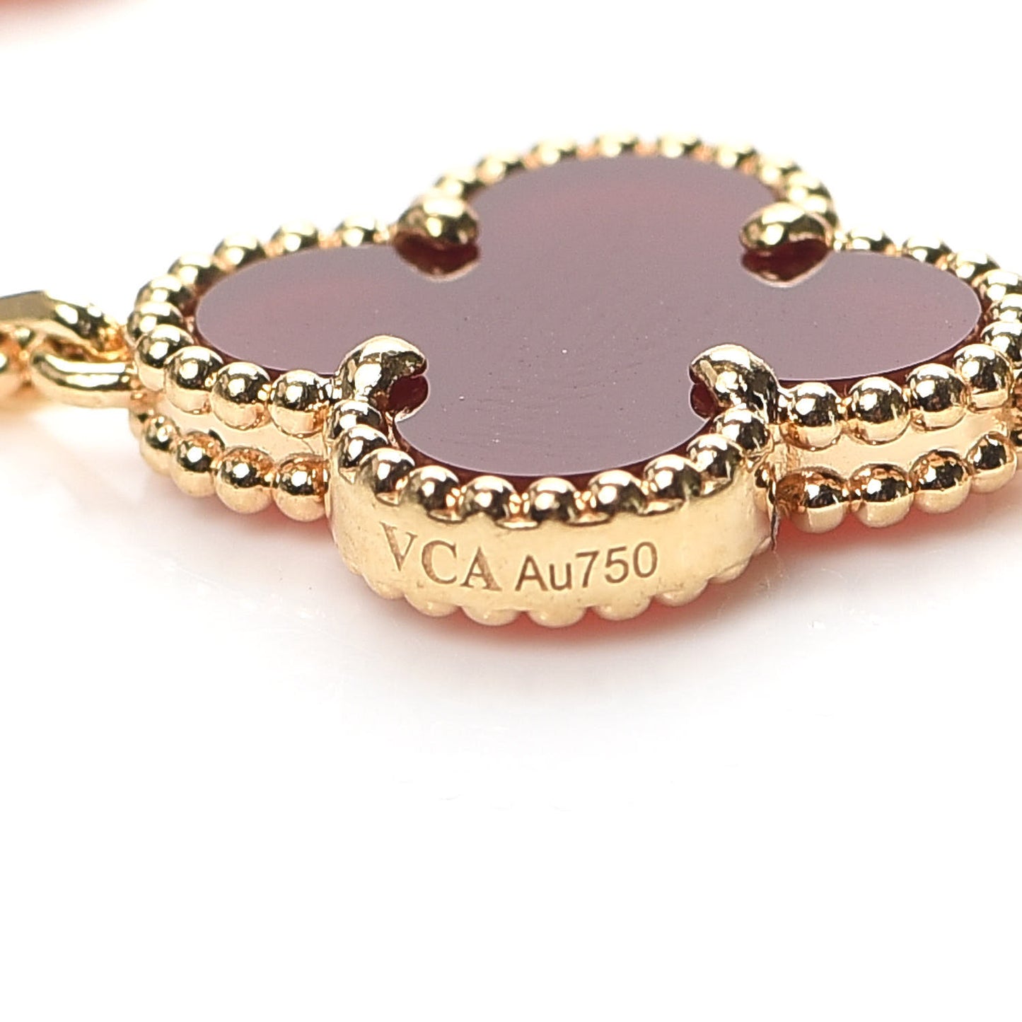 18K Yellow Gold Carnelian 5 Motifs Vintage Alhambra Bracelet