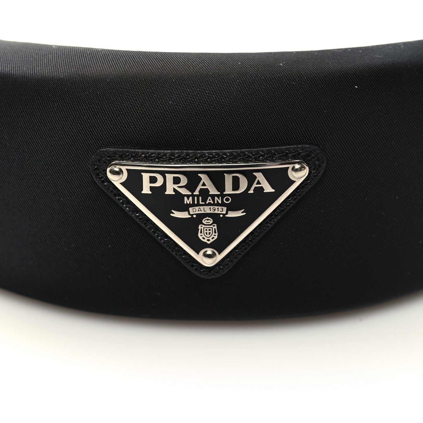 Re-Nylon Metal Triangle Logo Headband Black