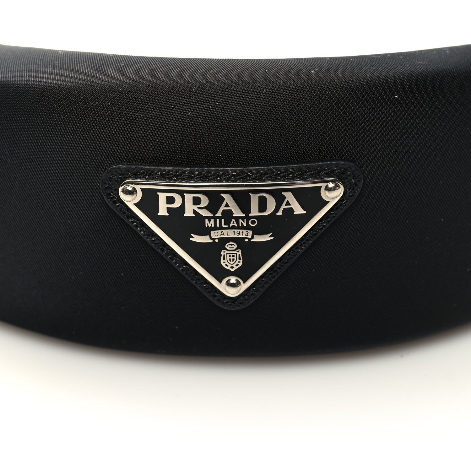 Prada Re-Nylon Metal Triangle Logo Headband Black 4 of 4