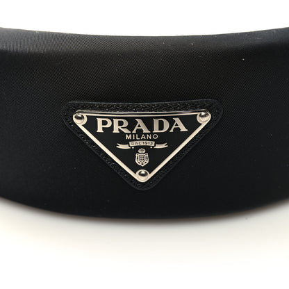 Prada Re-Nylon Metal Triangle Logo Headband Black 4 of 4