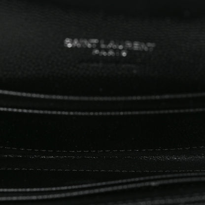 Saint Laurent Grain De Poudre Matelasse Chevron Small Monogram Envelope Wallet Black 5 of 6
