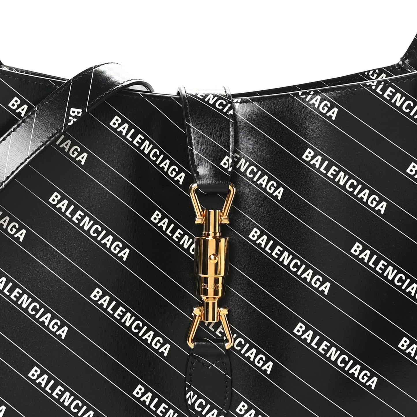 X BALENCIAGA Calfskin Logo Print Medium Jackie 1961 Hobo Black