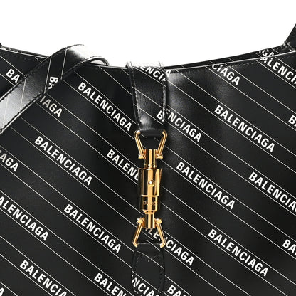 Gucci X BALENCIAGA Calfskin Logo Print Medium Jackie 1961 Hobo Black 8 of 10