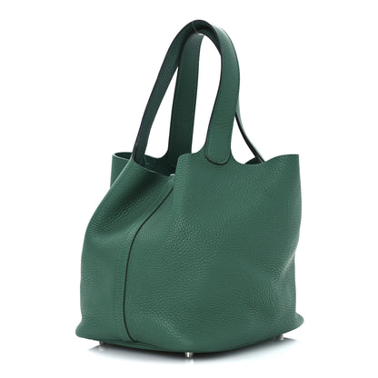 Hermes Taurillon Clemence Picotin Lock 22 MM Malachite 3 of 11