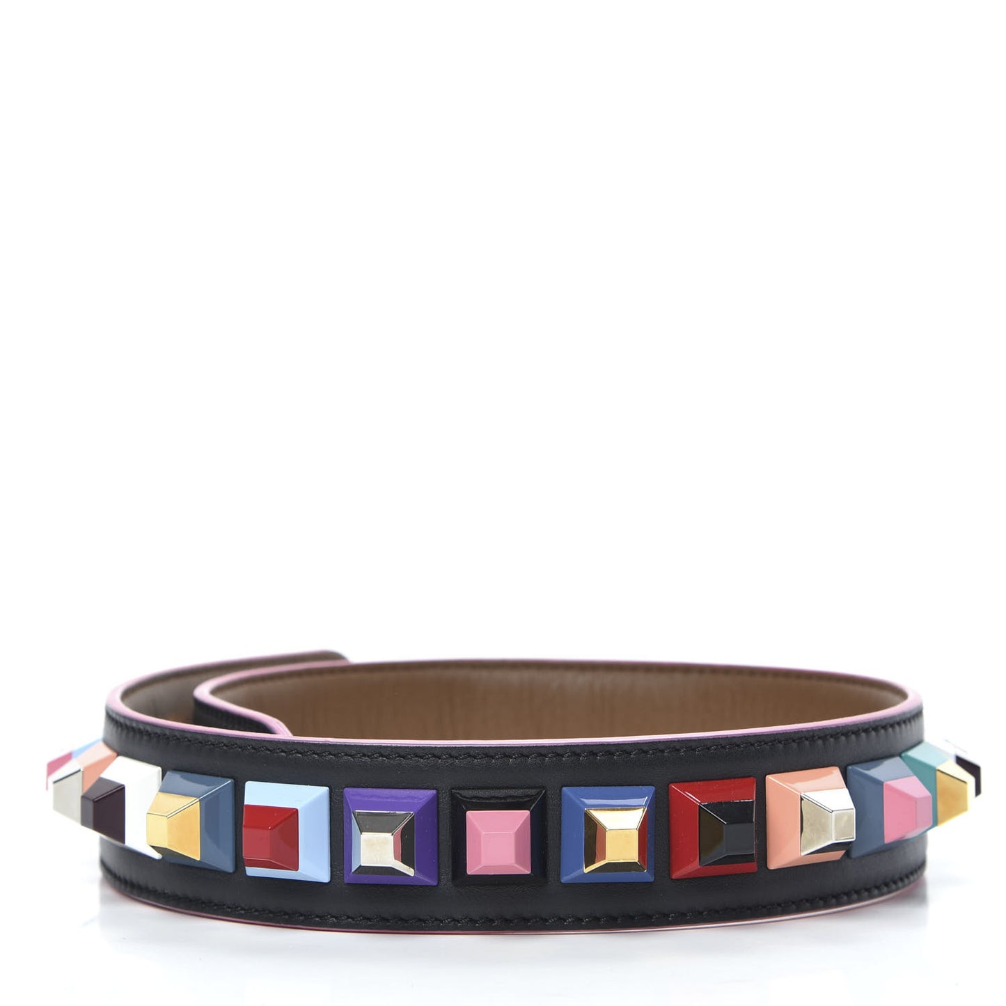 Vitello Dolce Plexiglass Bi-Color Studded Strap You Black Brownie Multicolor