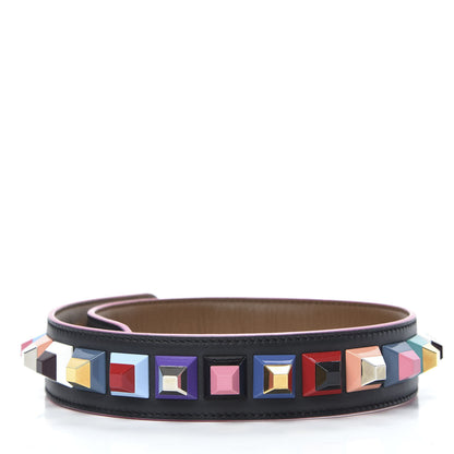 Fendi Vitello Dolce Plexiglass Bi-Color Studded Strap You Black Brownie Multicolor 2 of 5