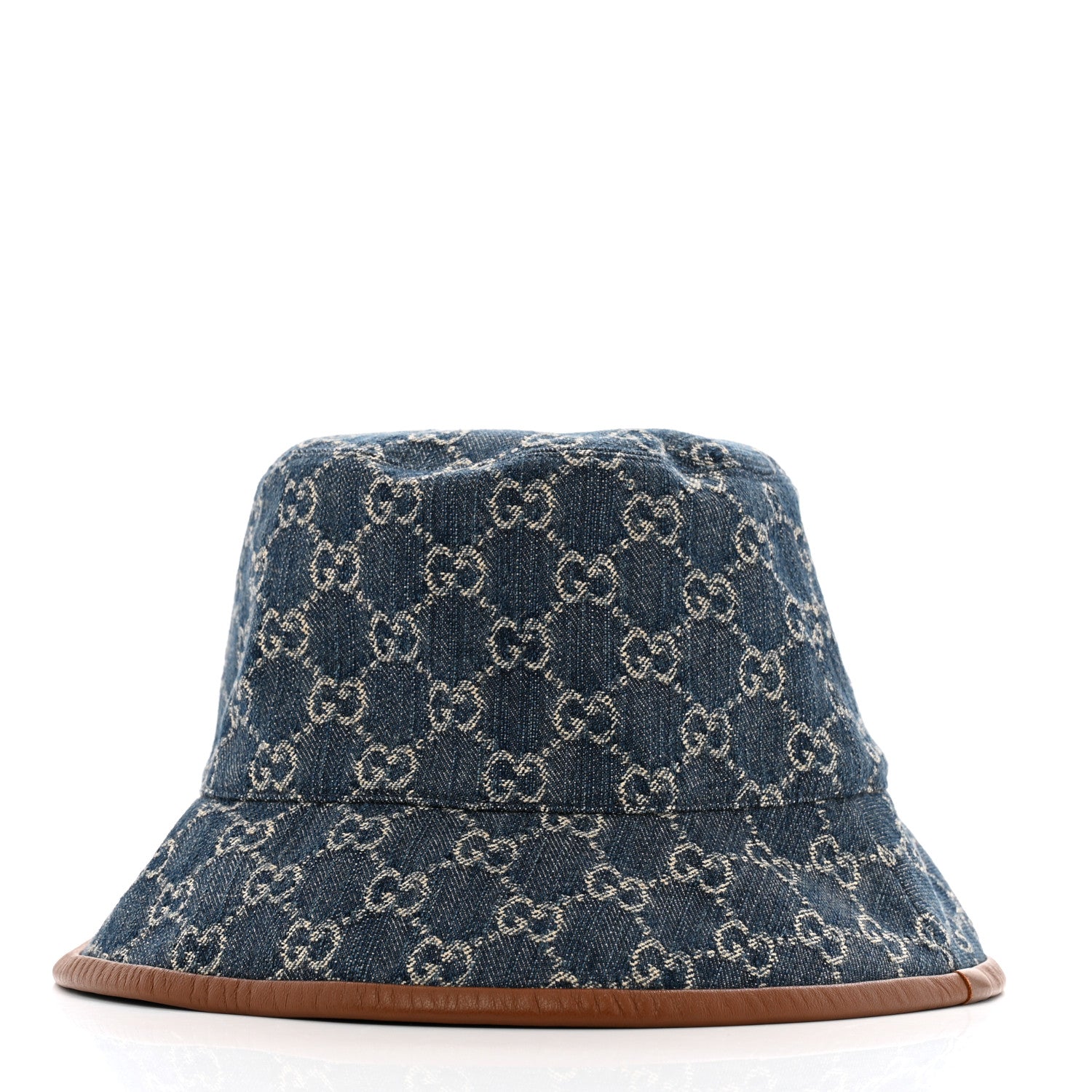 Gucci Washed Jacquard Denim Nappa GG Monogram Oscar Bucket Hat M Denim Cuir 3 of 10