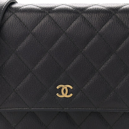 Chanel Letter Calfskin Embossed Quilted Square Wallet On Chain WOC Black 17 of 27