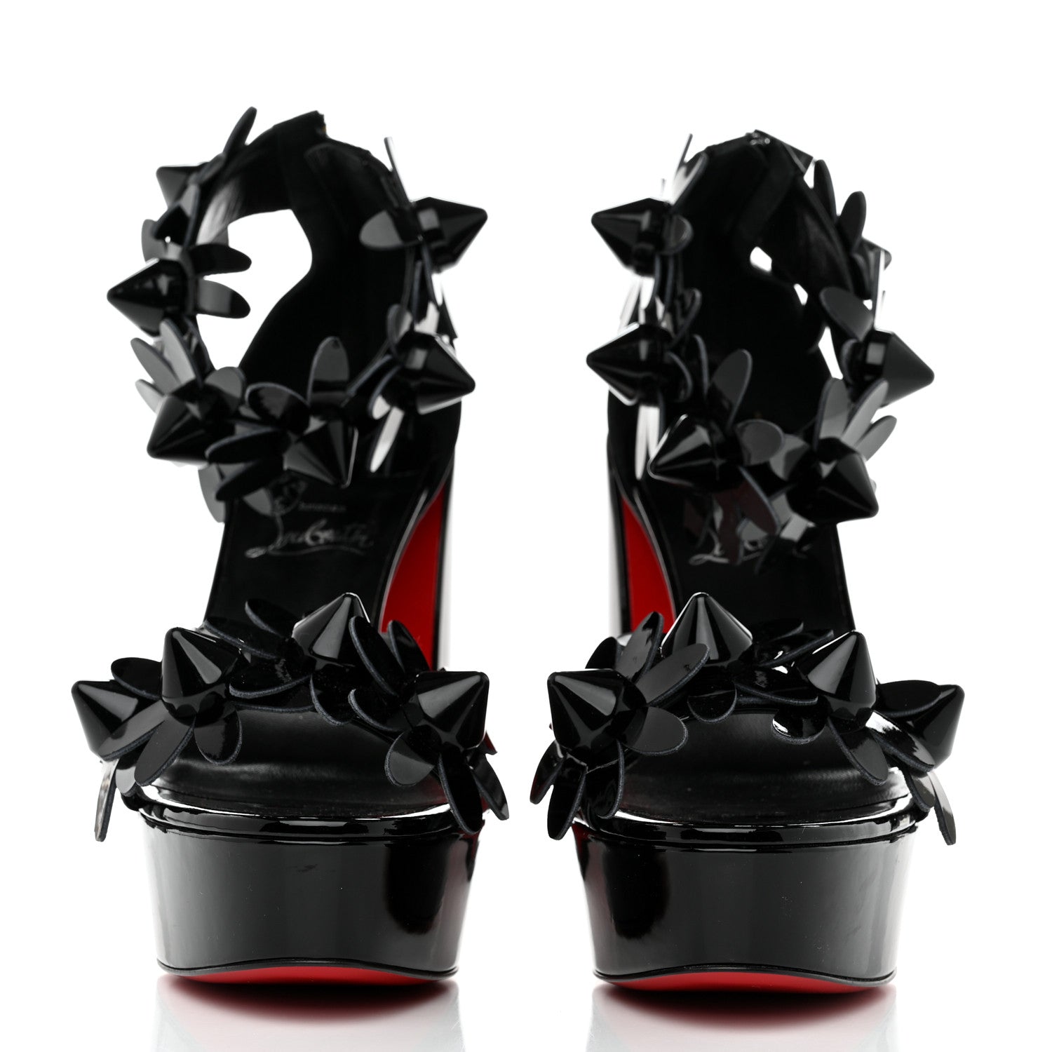 Christian Louboutin Patent Daisy Spikes Alta 130 Platform Sandals 39.5 Black 2 of 8