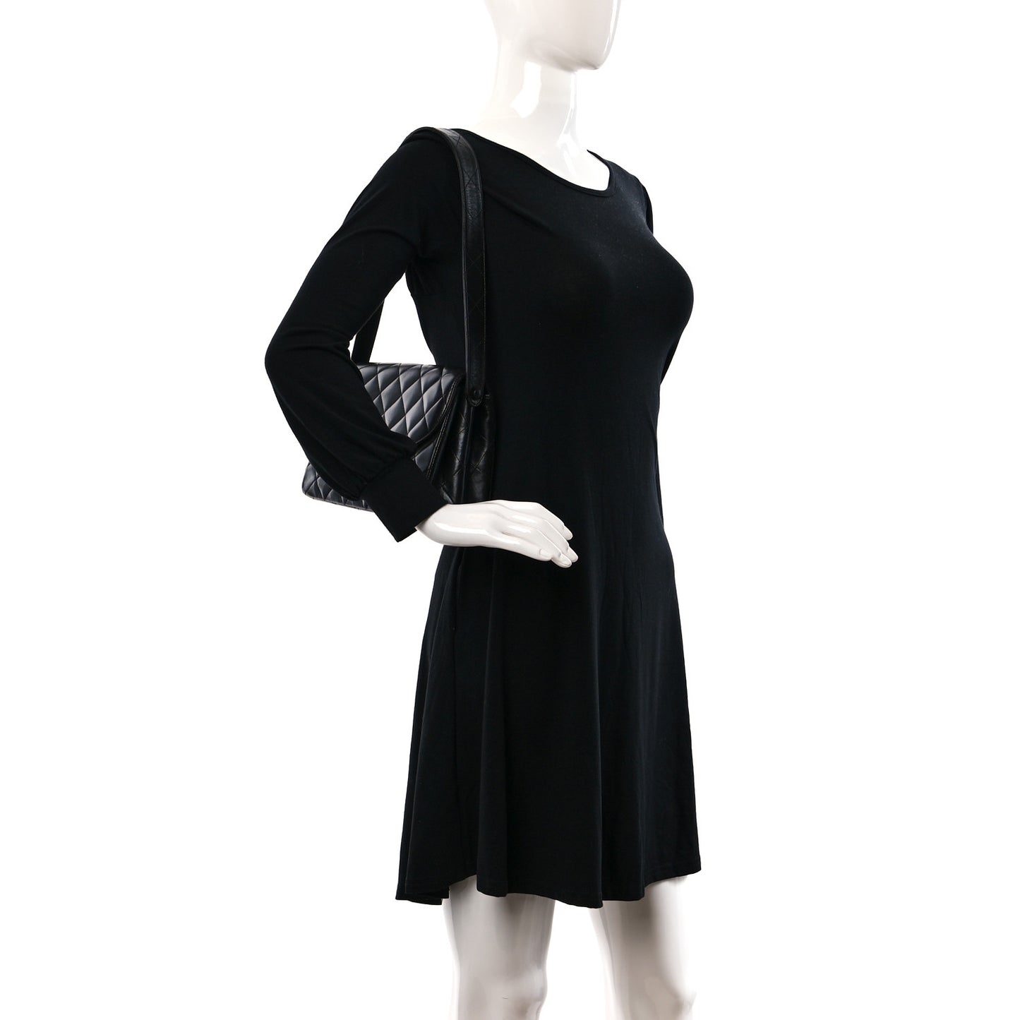 Lambskin Quilted CC Flap Shoulder Bag Black