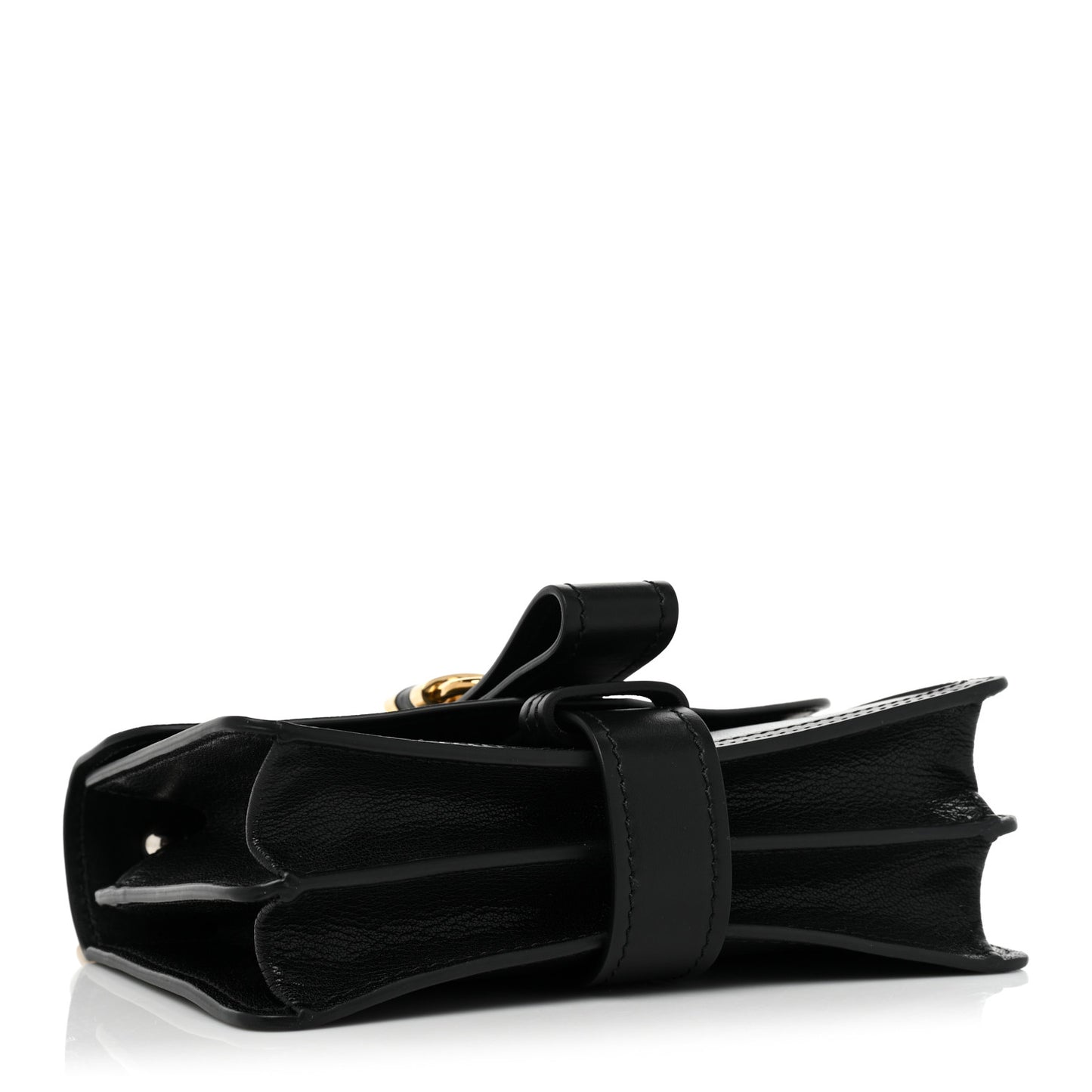 Shiny Goatskin Calfskin Aby Chain Shoulder Bag Black