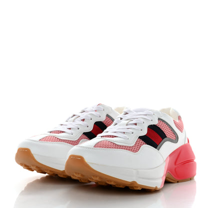 Gucci Lavaredo Eco Fabric Mesh Web Womens Rhyton Reflective Sneakers 37.5 Great White Water Rose Silver 3 of 8