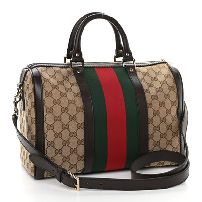 Gucci Monogram Vintage Web Medium Boston Dark Brown 3 of 10