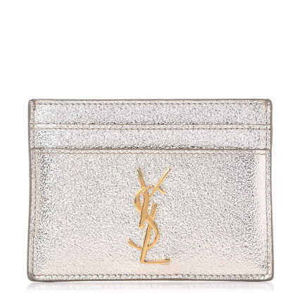 Saint Laurent Metallic Calfskin Monogram Credit Card Case Gold 1 of 8