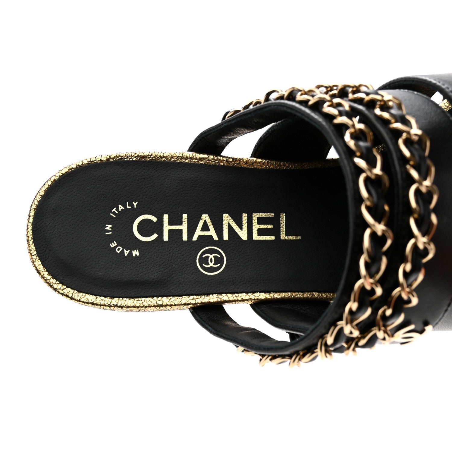 Chanel Lambskin Chain Mule Sandals 36.5 Black 6 of 8