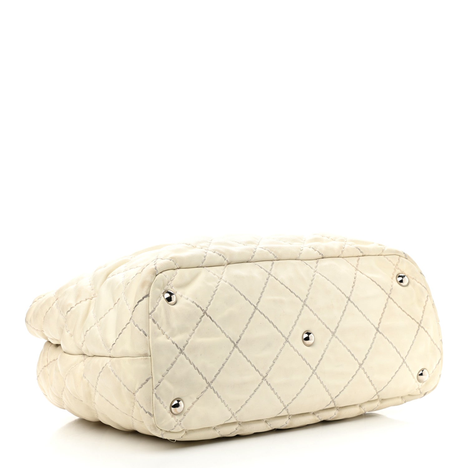 Chanel Calfskin Contrast Stitch Tote Beige 3 of 17