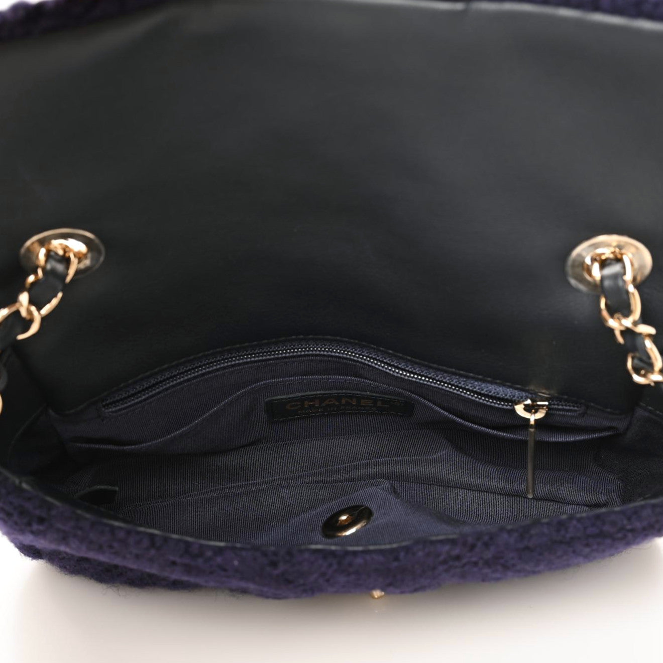 Cable Knit Small Flap Navy Blue