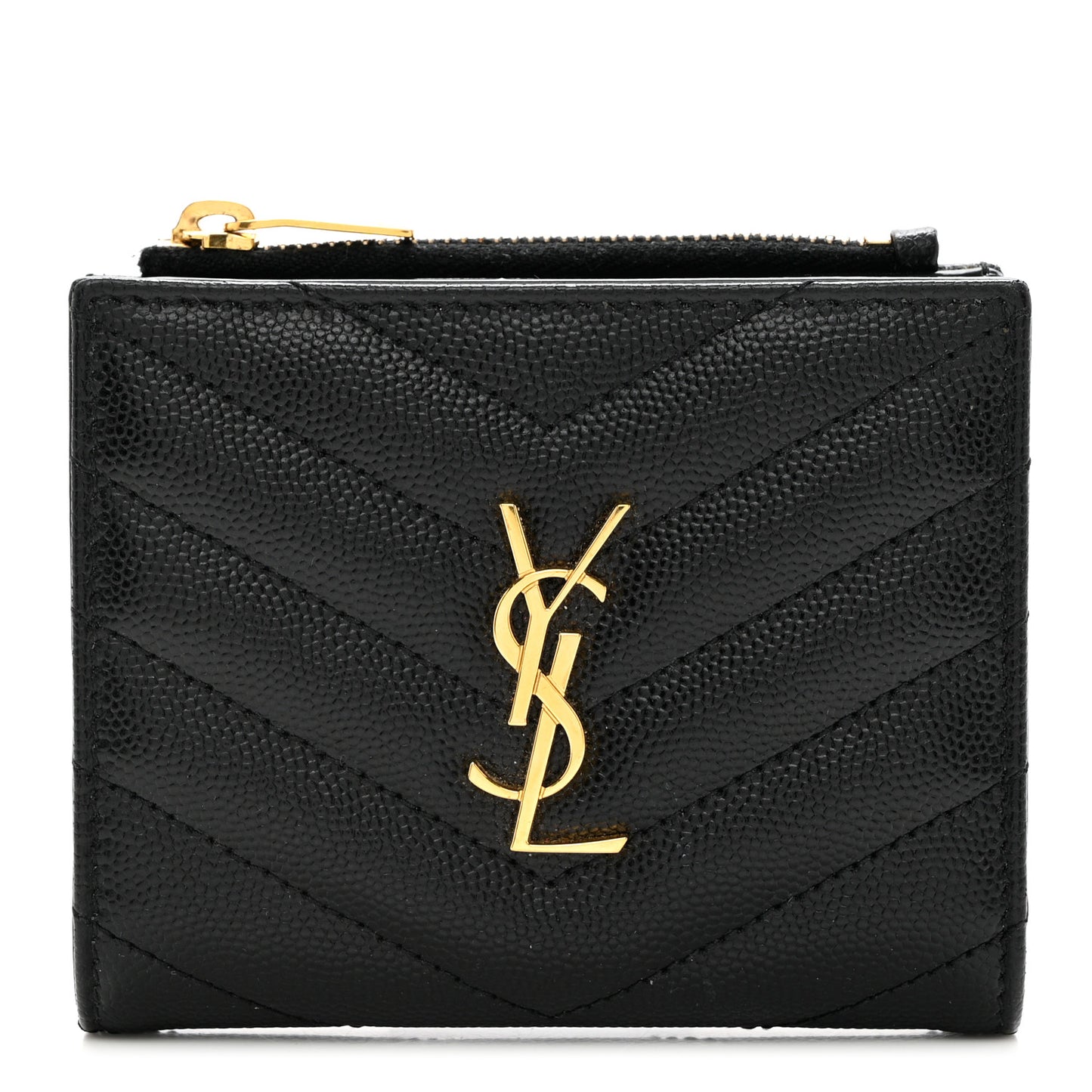 Grain De Poudre Matelasse Chevron Monogram Zipped Card Case Black
