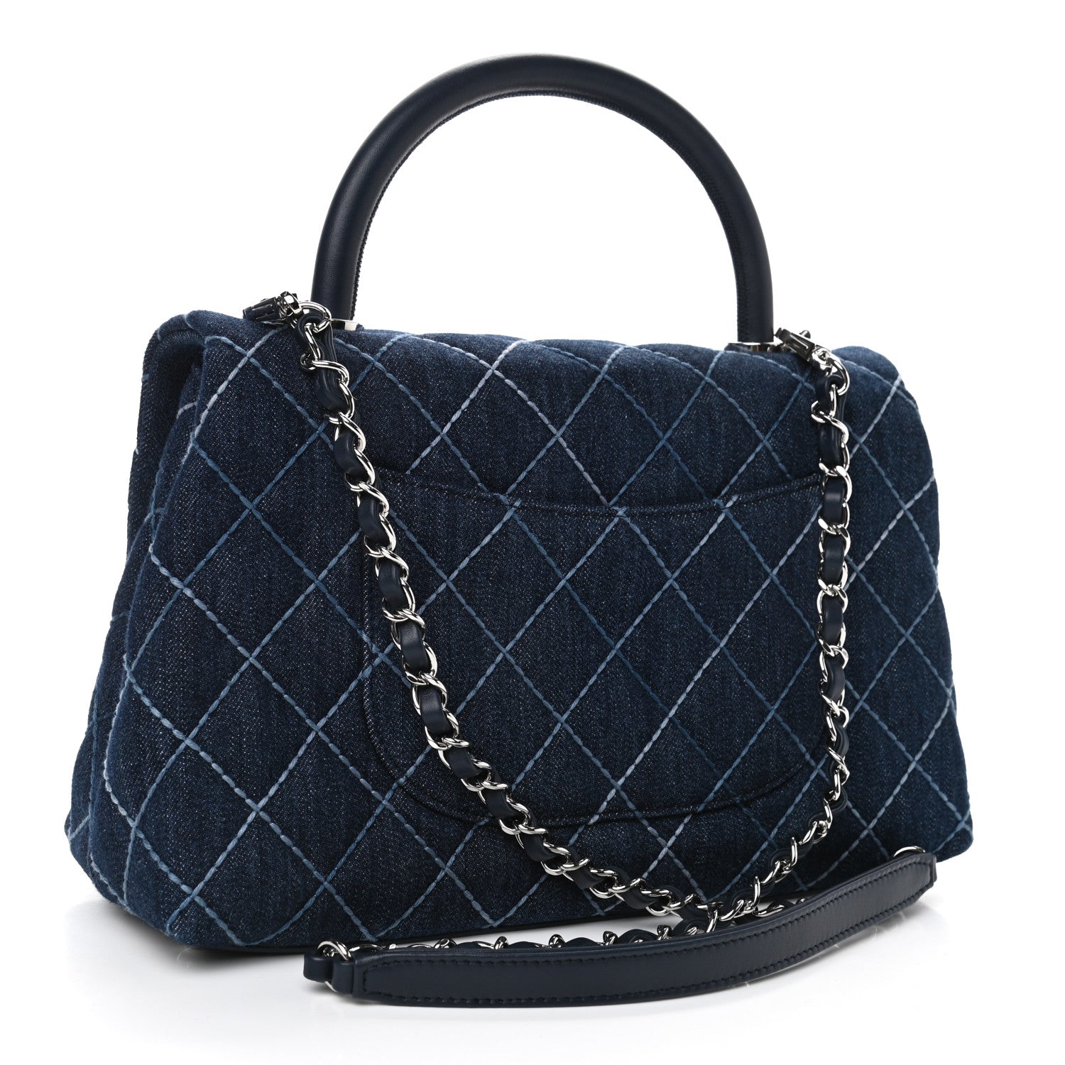Chanel Denim Quilted Small Coco Handle Flap Blue 2 of 4