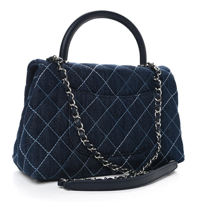 Chanel Denim Quilted Small Coco Handle Flap Blue 2 of 4
