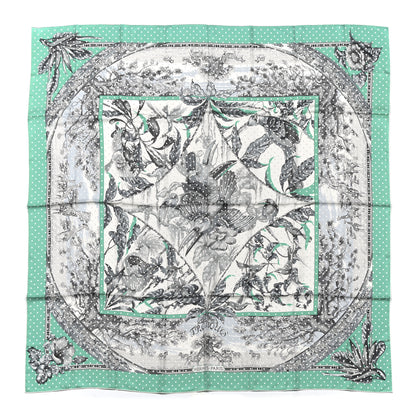 Hermes Silk Carre Tropiques Poinconne Shawl 140 White Gris Menthol 1 of 3