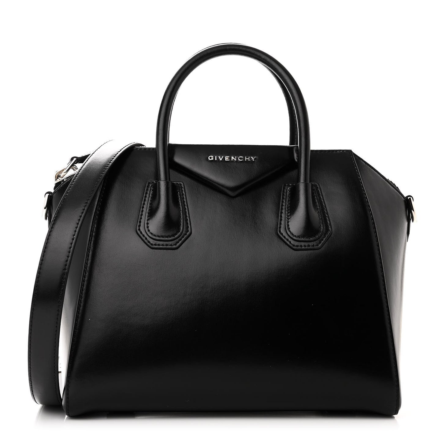 Shiny Lord Calfskin Small Antigona Black