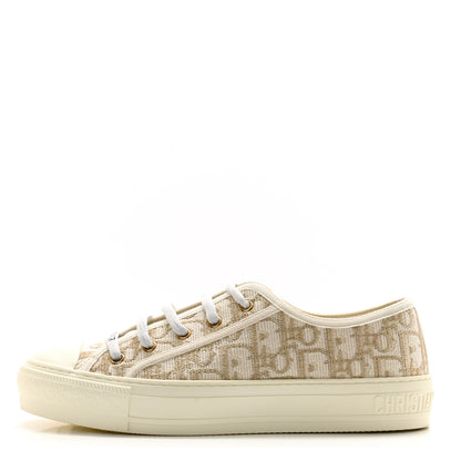 Christian Dior Canvas Oblique Walk'N'Dior Low Top Sneakers 38.5 Pale Gold 1 of 11