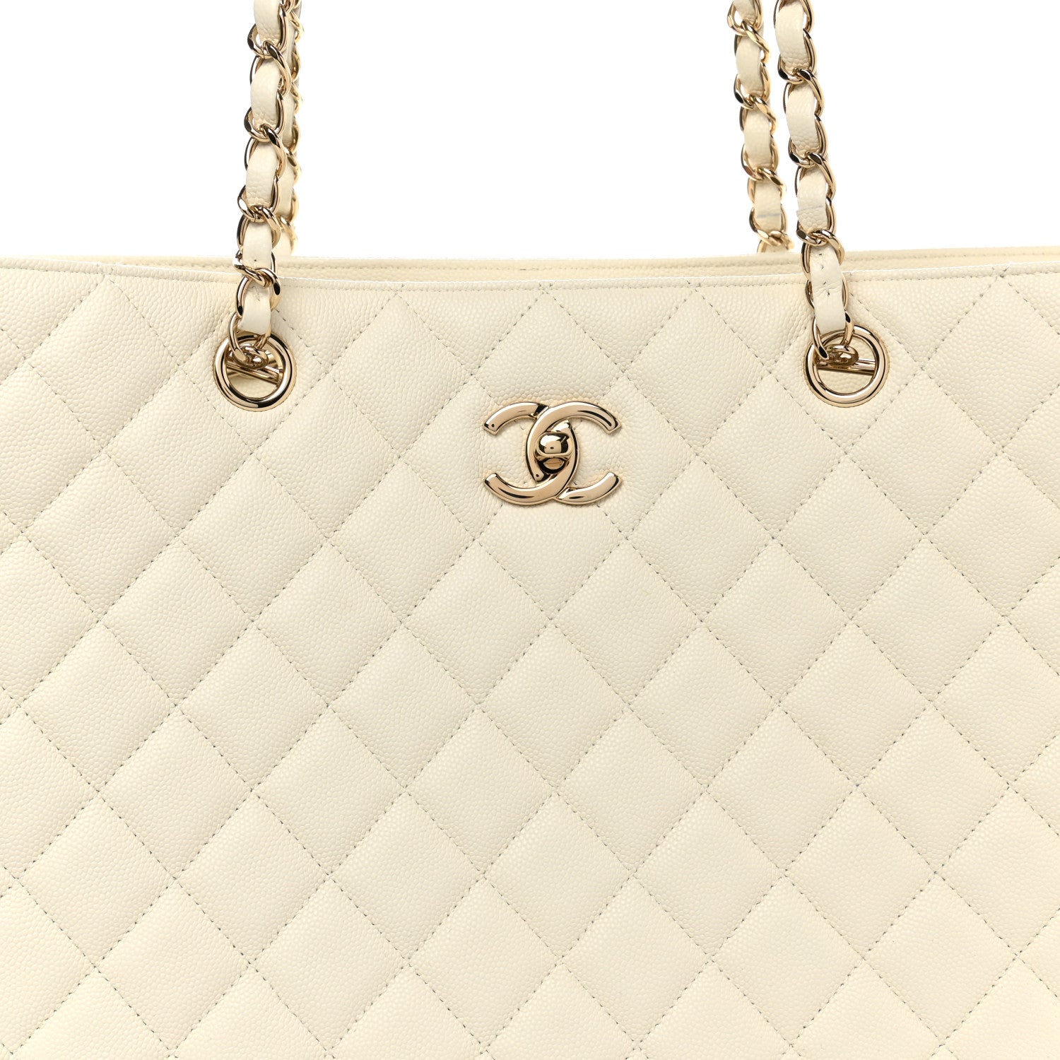 Chanel Caviar Quilted Large Classic Shopping Tote White 8 of 10