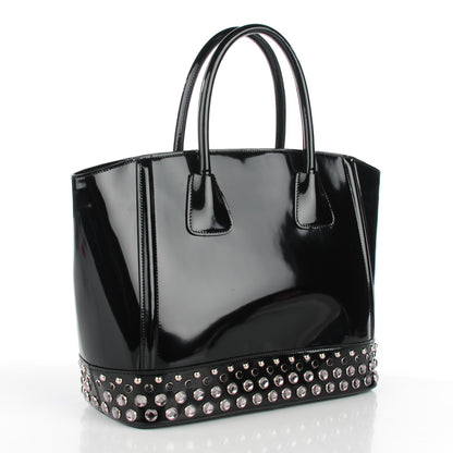 Prada Spazzolato Crystal Studded Tote Nero Black 3 of 9