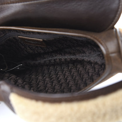 Christian Dior Shearling Flight Saddle Bag Brown 4 of 9