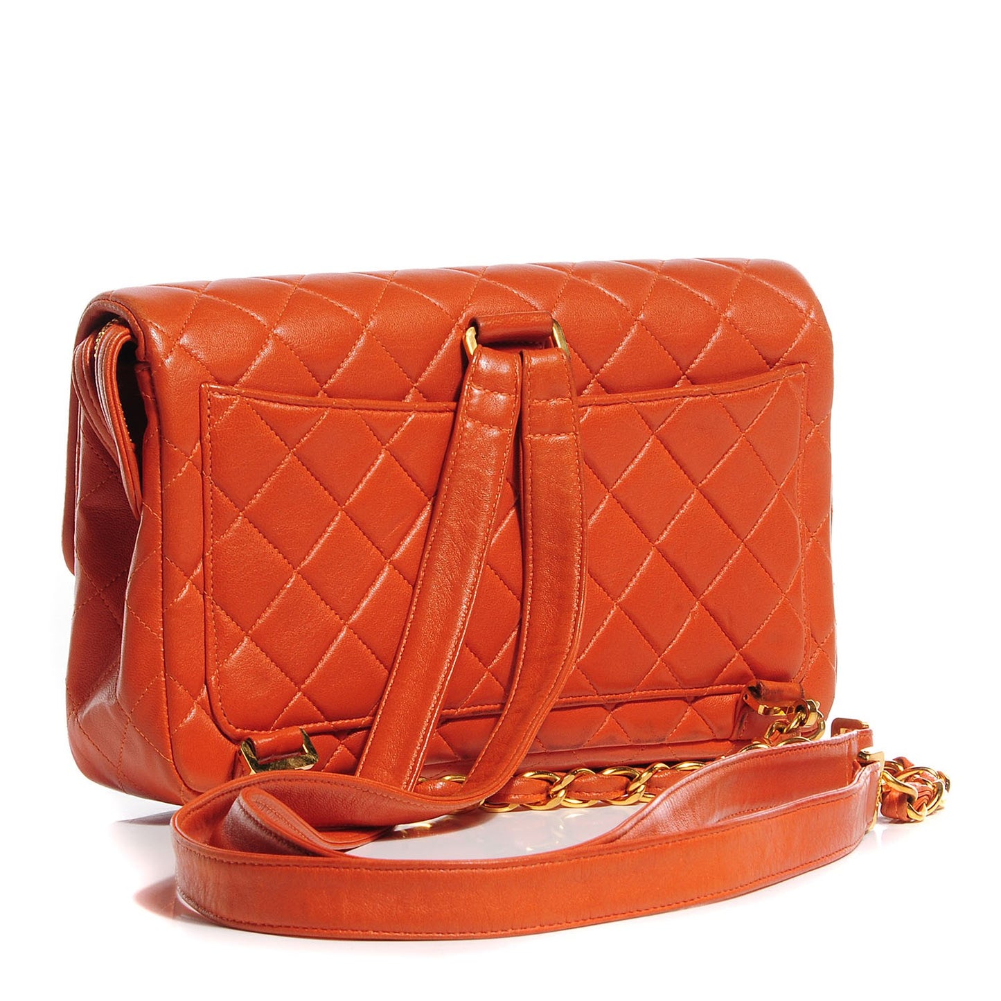 Lambskin Quilted Backpack Orange
