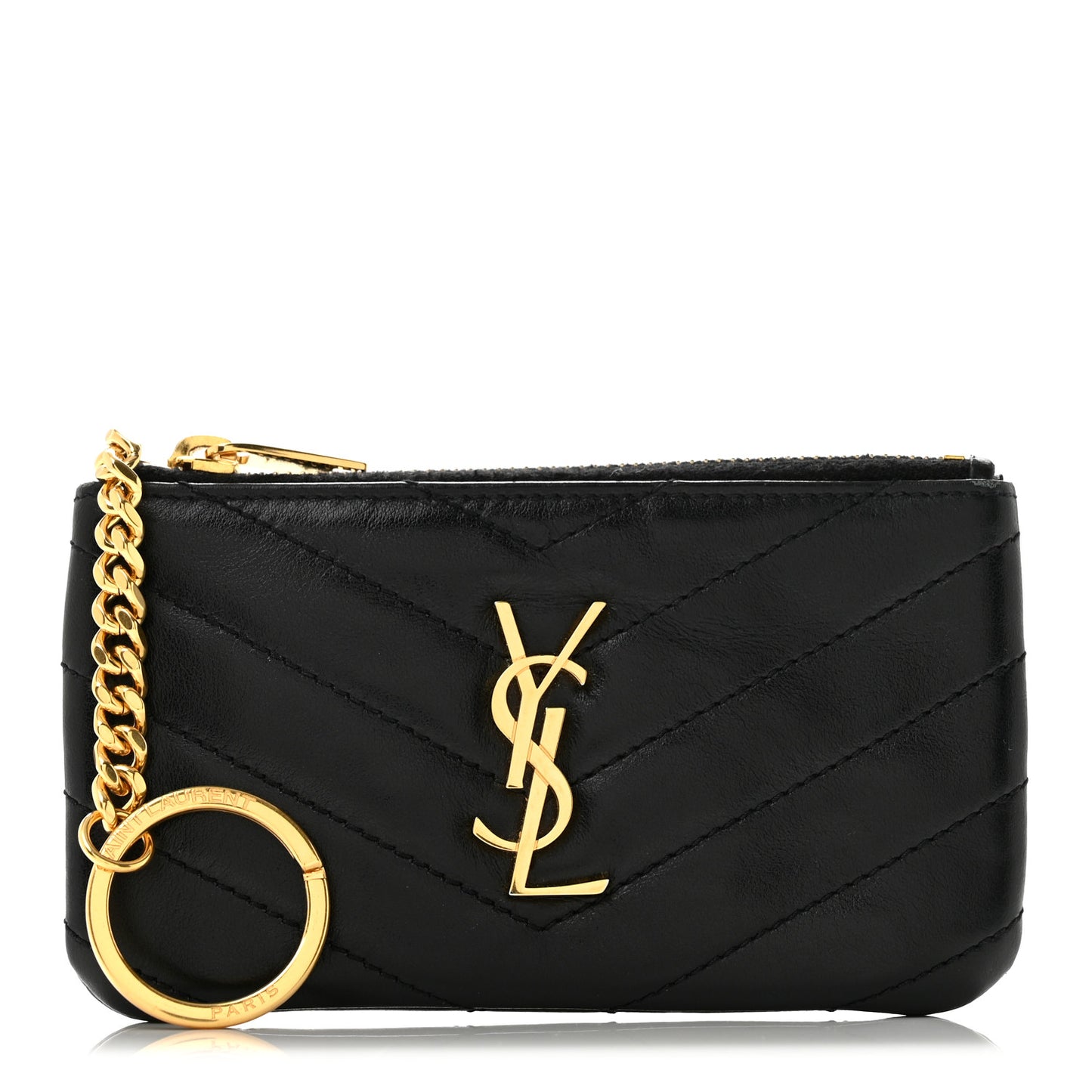 Calfskin Matelasse Monogram Key Pouch Black