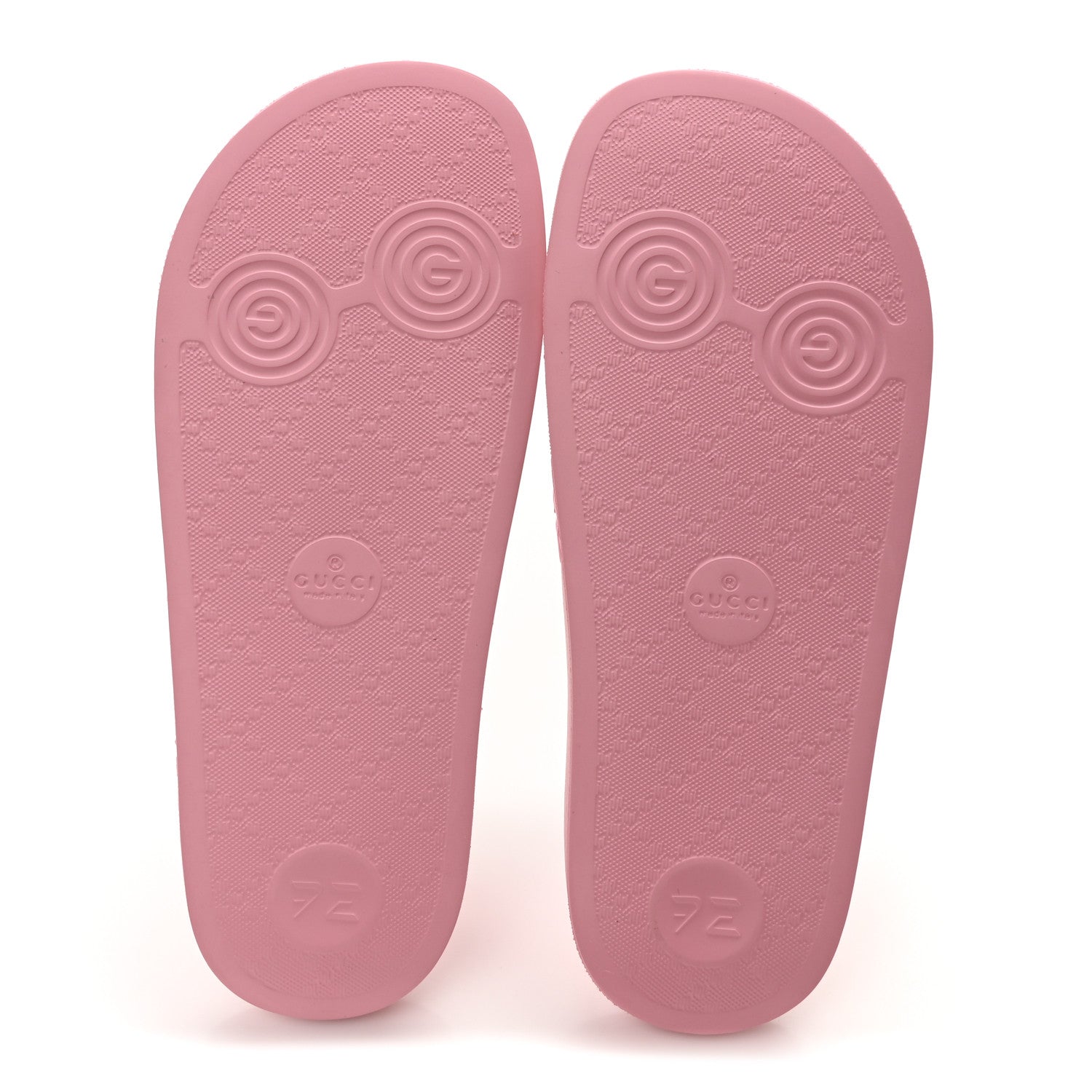 Gucci Rubber GG Monogram Perforated Womens Slide Sandals 38 Rose Box 6 of 8