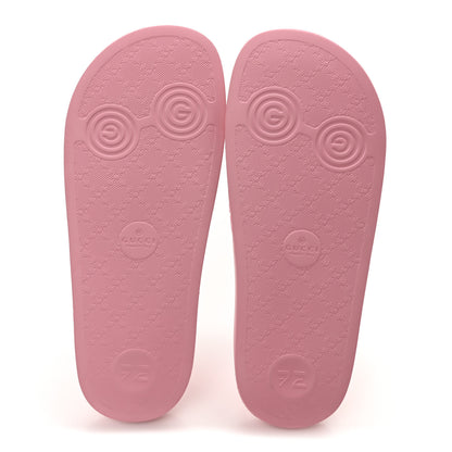 Gucci Rubber GG Monogram Perforated Womens Slide Sandals 38 Rose Box 6 of 8