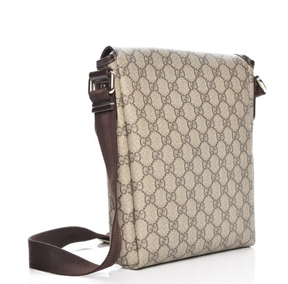 Gucci GG Supreme Monogram Selleria Calfskin Small Flap Messenger Bag Beige Ebony Cocoa Dark Chocolate 3 of 7