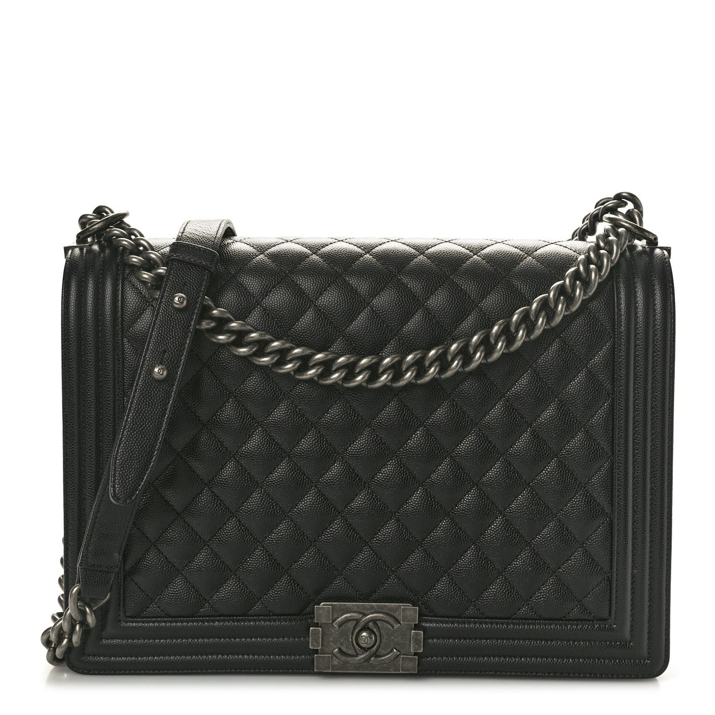 Caviar Quilted Large Boy Flap Black
