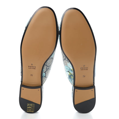 Gucci GG Supreme Monogram Blooms Womens Princetown Slippers 39 Beige Blue Navy Hibiscus Red 8 of 9
