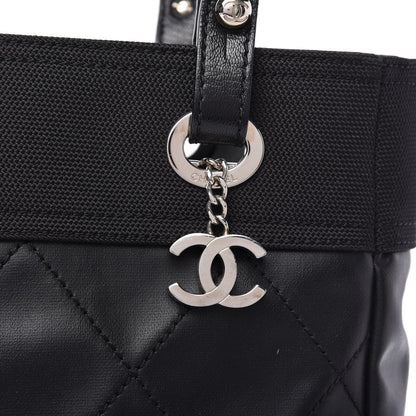Chanel Coated Canvas Quilted Small Paris Biarritz Tote Black 10 of 10
