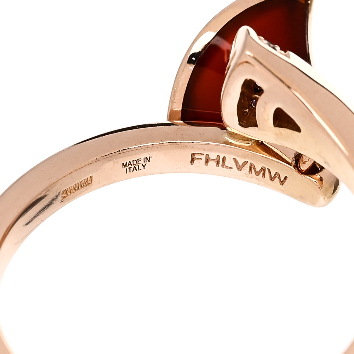 18K Rose Gold Diamond Carnelian Divas' Dream Charm Ring 54 7