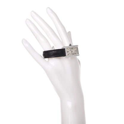 Cartier 18K White Gold Alligator Diamond Bezel 19mm Tank Americaine Quartz Watch 2 of 15