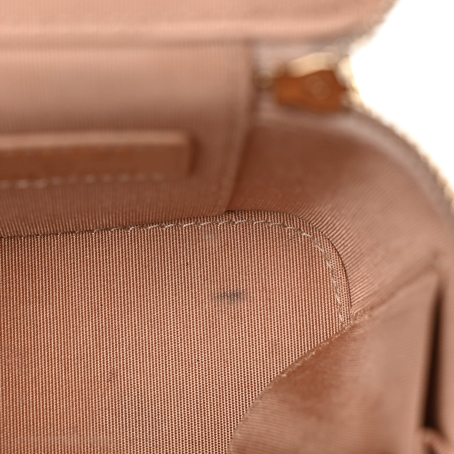 Calfskin Quilted Mini Perfect Fit Vanity Case With Chain Beige
