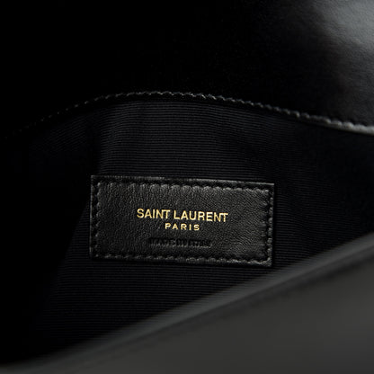 Saint Laurent Smooth Shiny Calfskin Monogram Uptown Pouch Black 6 of 7