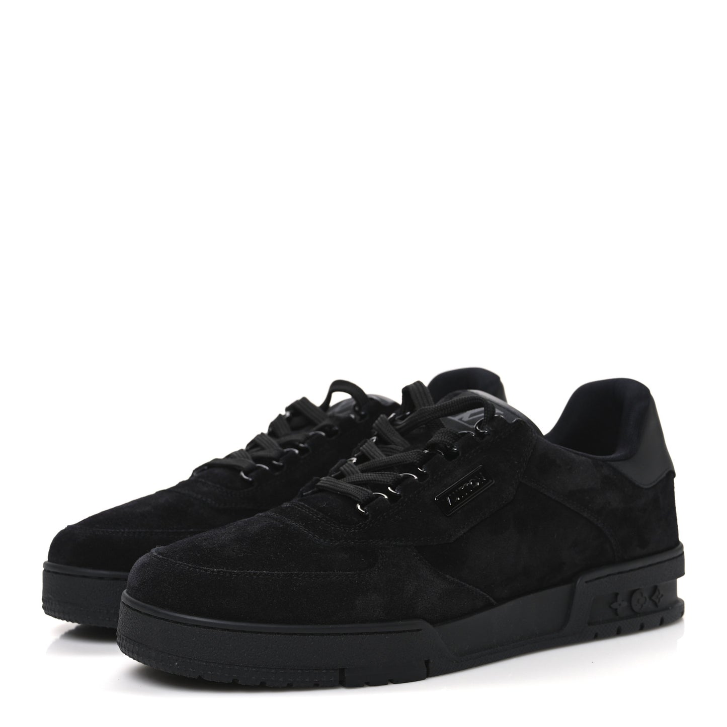 Suede Mens LV Trainer Sneakers 8 Black